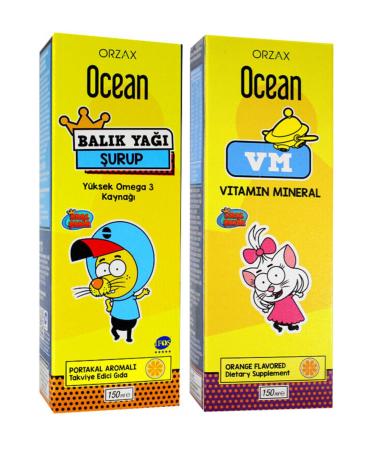 Ocean Ocean Fish Oil Syrup Orange Flavored 150ml + Ocean Vitamin Mineral Syrup 150ml Advantage Package
