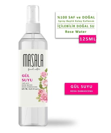 Masala 3 Pieces Pure Rose Water 125 Ml 0 Natural Oil Hydrosol - Tonic Rose Floral Water Hydrosol Tonic - Buy Online on GoSupps.com