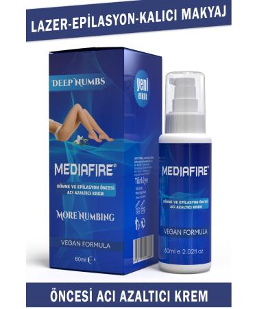 MediaFire Laser Hair Removal Permanent Make-Up Pre-Pain Reducing Anesthetic Cream 60ml - Buy Online on GoSupps.com