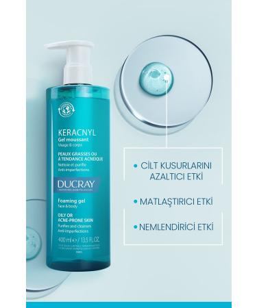 Ducray Keracnyl Gel Cleansing Gel for Oily and Acne Prone Skin 400ml - Buy Online on GoSupps.com