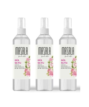 Masala 3 Pieces Pure Rose Water 125 Ml 0 Natural Oil Hydrosol - Tonic Rose Floral Water Hydrosol Tonic - Buy Online on GoSupps.com