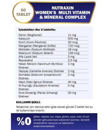Nutraxin 2 Nutraxin Multivitamin Women - (Multivitamin & Mineral Complex) 60 Tablets - Buy Online on GoSupps.com