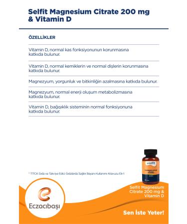Selfit Magnesium Citrate 200 Mg & Vitamin D 60 Tablets - Buy Online on GoSupps.com