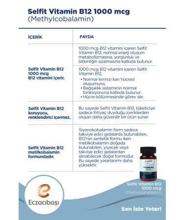 Selfit Vitamin B12 1000 Mcg 100 Sublingual Tablets - Buy Online on GoSupps.com