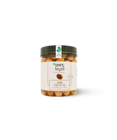 Organic Aunt Sevin Aunt Green Scratched Olives 500g
