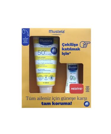 Mustela Spf50+ Very High Protection Factor Sun Lotion 200ml + Hydrabebe Body Lotion 100ml