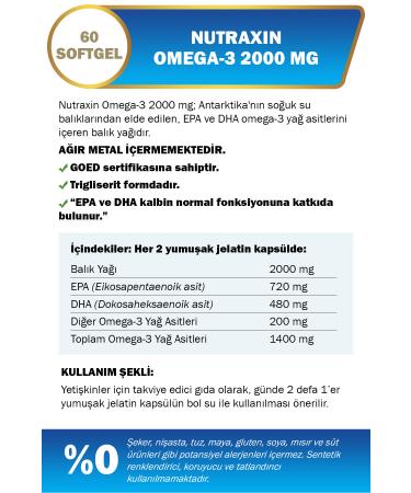 Nutraxin 2 Nutraxin Omega 3 60 Soft Gel 2000 Mg - (EPA 20+DHA 480) - Buy Online on GoSupps.com