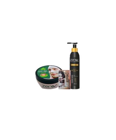 Zenix Argan Oil Essence Clay Face Mask 350 gr + Peelable Black Mask 130 ml + Hair Botox 35 ml