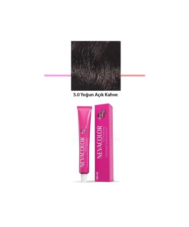 Nevacolor Premium Premium 5.0 Intense Light Brown - Permanent Cream Hair Dye 2 X 50 g Tube