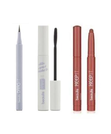 beaulis Drag It Inkpen Felt Tip Eyeliner + Fake It Mascara + Keep It Ink Crayon Lipstick 547 Interview
