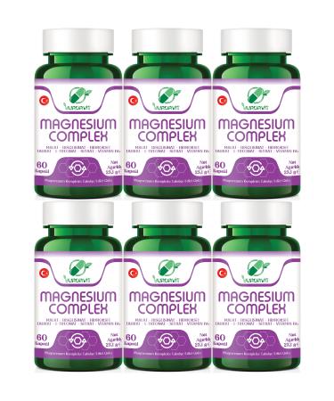 Yurdavit Magnesium Complex 6x60 Capsule Malate Bisglycinate Hydroxide Taurate L-Threonate Citrate B6
