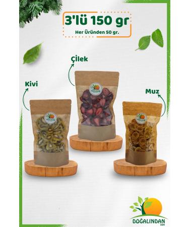 Do alindenSize 3-Pack Dried Sugar-Free Fruit Package 150 Gr. STRAWBERRY BANANA KIWI (50 Gr. + 50 Gr. + 50 Gr.)