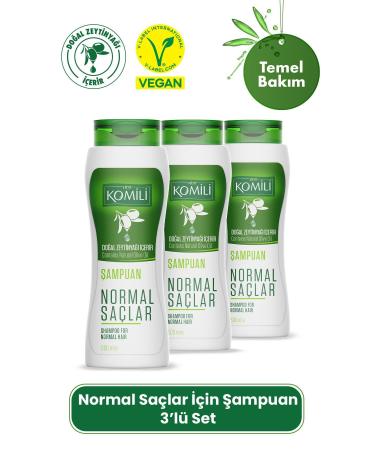 Komili Vegan Basic Care Shampoo for Normal Hair Set of 3 - 3 X 500 ML