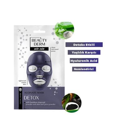 BEAUTY DERM Face Mask Alginate Mask Bamboo Charcoal and Aloe Vera Leaf Powder Detoxifying and Anti-Aging