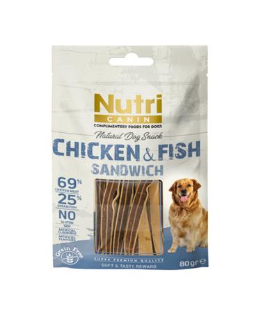 Nutri Canin Grain Free 80 gr Chicken Fish Meat Sandwich Dog Award 14 Pieces