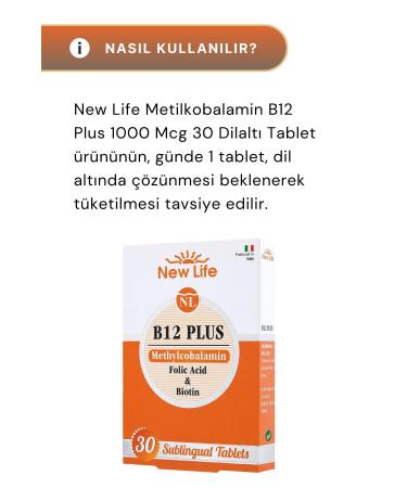 New Life Methylcobalamin B12 Plus 1000 Mcg 30 Sublingual Tablets - 5 Pieces - Buy Online on GoSupps.com