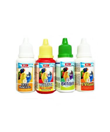 Bio PetActive Cage Birds Canary Budgie Parrot Bird Vitamin 4-Piece Care Set - Buy Online on GoSupps.com