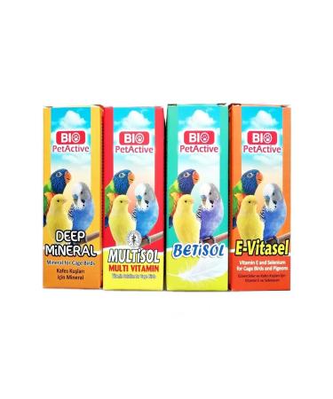 Bio PetActive Cage Birds Canary Budgie Parrot Bird Vitamin 4-Piece Care Set