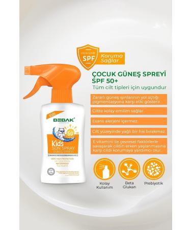 Bebak 50 Spf High Protection Against Uva / Uvb Rays Children's Sun Cream / Spray 175 ml - Buy Online on GoSupps.com