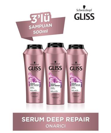 Gliss Serum Deep Repair Repairing Shampoo - With Protein Complex and Indian Fig 500 ml X 3 Pcs