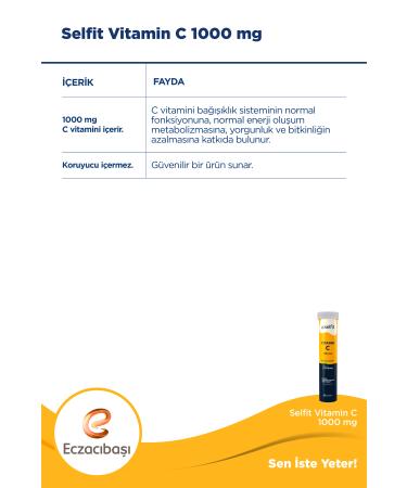 Selfit Vitamin C 1000 Mg 20 Effervescent Tablets - Buy Online on GoSupps.com