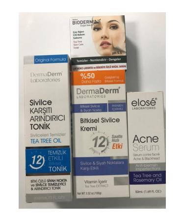 DermaDerm Acne Tonic + Acne Serum + Acne Cream + Acne Soap