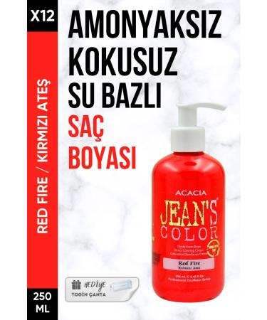 Acacia Ammonia Free Red Fire Color Hair Dye 250 Ml X12 Pieces + Togin Bag Gift