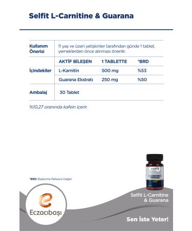Selfit L-Carnitine & Guarana 30 Tablets - Buy Online on GoSupps.com