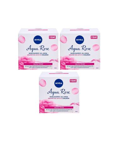 NIVEA Aqua Rose Organic Moisturizing Gel Cream with Rose Water 50 Ml X 3 Pieces