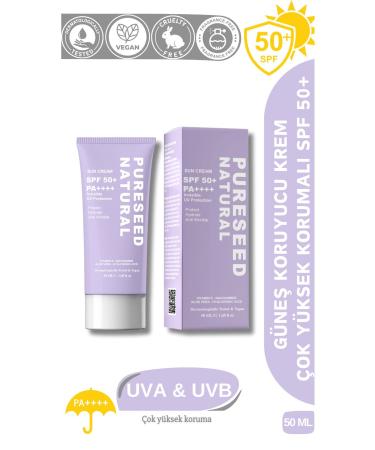 PURESEED NATURAL Sunscreen Cream - SPF 50+ PA++++ Light Texture Water Based 50ml - Unscented