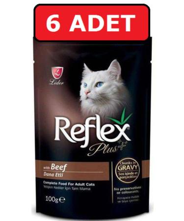 Reflex Steak Gravy Sauce Pounch Adult Cat Canned Food 6 Pieces X 100 Gr Wet Food