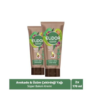 Elidor Nature's Energy Repairing Super Hair Care Cream Avocado Grape Seed Oil 170 ml X2