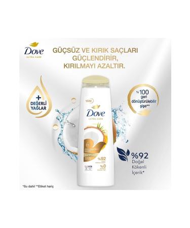 Dove Ultra Care Hair Care Shampoo Strengthening Care Coconut Oil 400 ml X3 Pieces - Buy Online on GoSupps.com