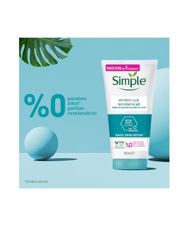 Simple Daily Skin Detox Purifying Facial Cleansing Gel For Clean and Shine-Free Skin 150 ml - Buy Online on GoSupps.com