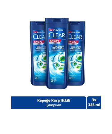 Clear Men Anti-Dandruff Shampoo Cool Sport Menthol Refreshing Menthol Effect 325 Ml X3