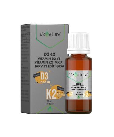 Venatura D3K2 Vitamin D3 and Menaquinon 7 Food Supplement 20 ml-MFREYON00629