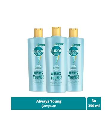 Elidor Collagen Blends Sulfate-Free Hair Care Shampoo Always Young Anti-Fray Repair 350 ml x3