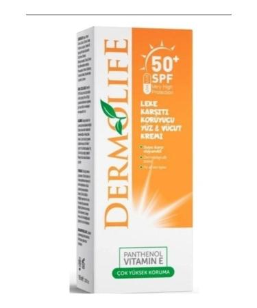 Dermolife 2 Pieces Anti-Spot Face and Body Sun Cream 50 Spf Water Resistant Panthenol Vitamin E