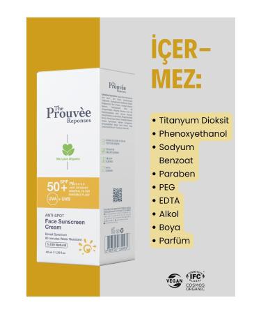 The Prouvee Reponses 0 Natural 50+SPF Anti-Spot Anti-Blemish Organic Sunscreen Cream for Face 40 ml - Buy Online on GoSupps.com