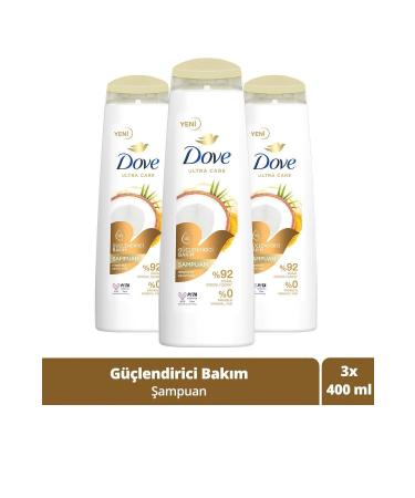 Dove Ultra Care Hair Care Shampoo Strengthening Care Coconut Oil 400 ml X3 Pieces