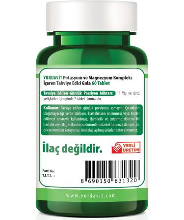 Yurdavit Potassium Magnesium Complex 60 Tablets Potassium Magnesium Citrate Malate Bisglycinate Complex. 6X60 Tablets - Buy Online on GoSupps.com