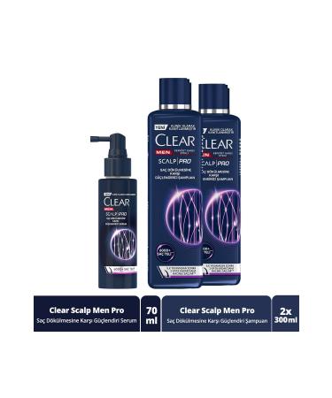 Clear Men Scalp Pro Strengthening Shampoo X2 and Strengthening Serum Against Hair Loss and Dandruff