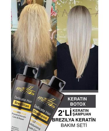 Motto Plus Professional 2-Pack Brazilian Blow Dry Shampoo Keratin Straightening Care Set (400ML SHAMPOO 400ML KERATIN)