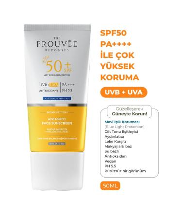 The Prouvee Reponses Spf 50+ | Pa++++ Anti-Spot Brightening Tone Equalizing Face Sunscreen 50 Ml