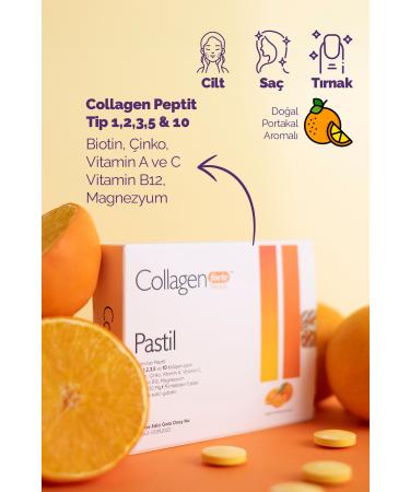 Collagen Forte Platinum 5 Type Collagen 2000mg X 30 Absorbable Tablets Biotin Vitamin A C B12 Magnesium Orange Flavor
