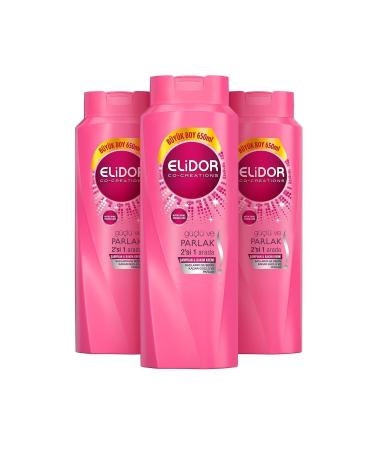 Elidor 2 in 1 Shampoo and Conditioner for Strong and Shiny Hair 650 ml X3 - Buy Online on GoSupps.com