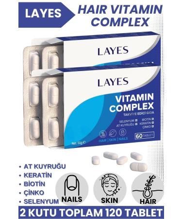 Layes Multivitamin 60 Tablets Biotin Keratin Zinc D3 Horsetail Selenium Folic Acid