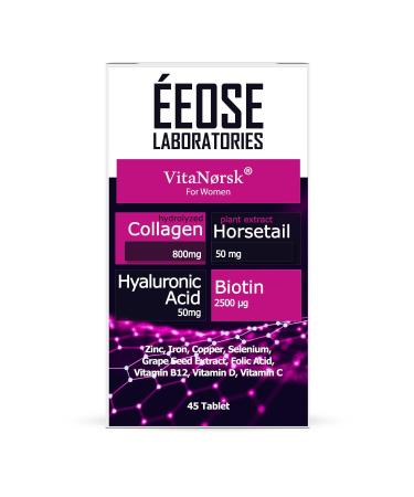 Eeose Collagen Tablet (Collagen + Hyaluronic Acid + Horsetail + Biotin + Vitamin C) 45 Tablets - Buy Online on GoSupps.com