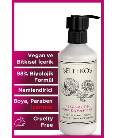 Selefkos Bergamot and Rose Scented Moisturizing Vegan Body Lotion & Body Cream 250ml