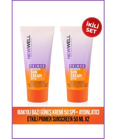 New Well 2 Pieces Makeup Base Sun Cream 50 SPF+ Brightening Effect Primer Sunscreen 50 ML